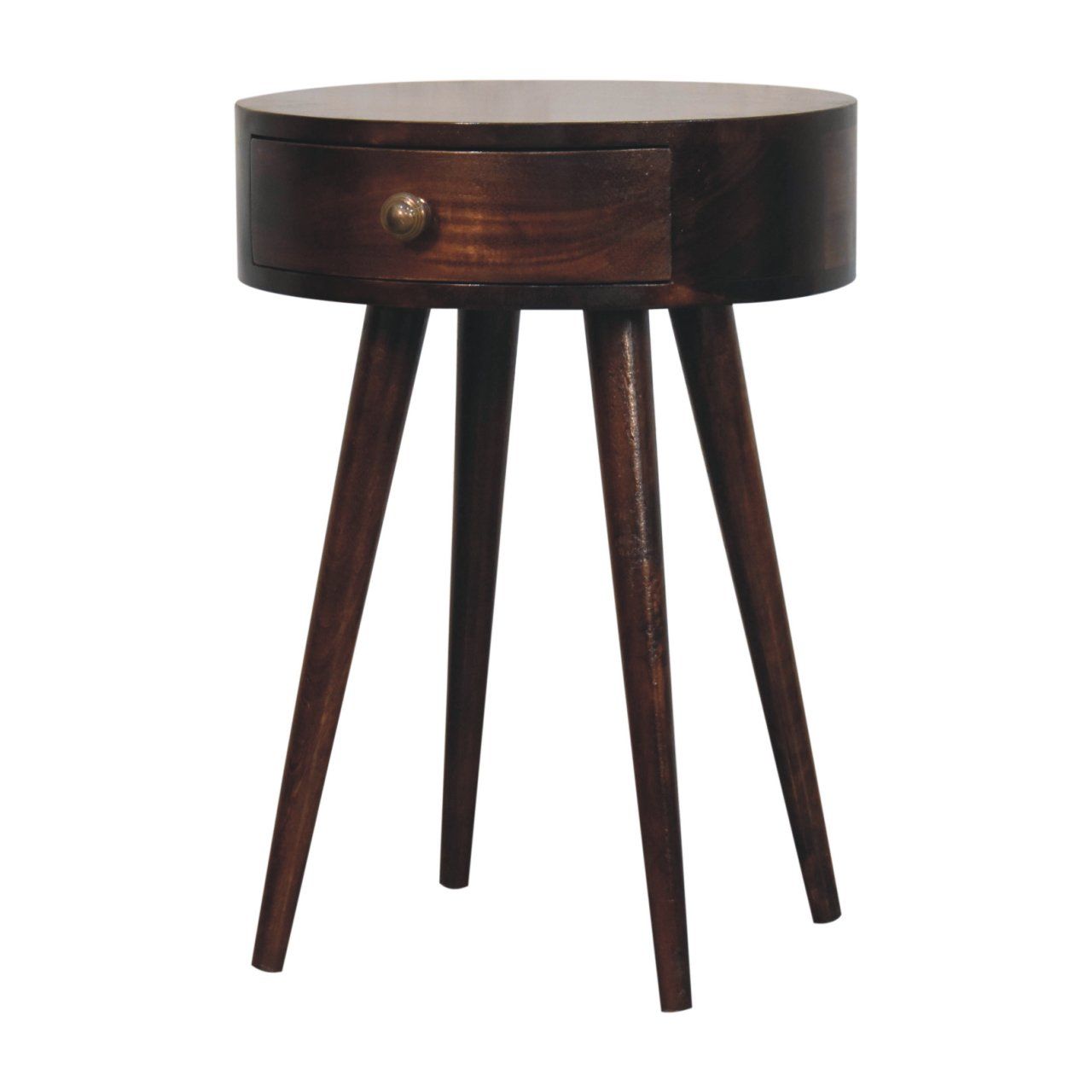 Nordic Circular Shaped Bedside Table - Walnut