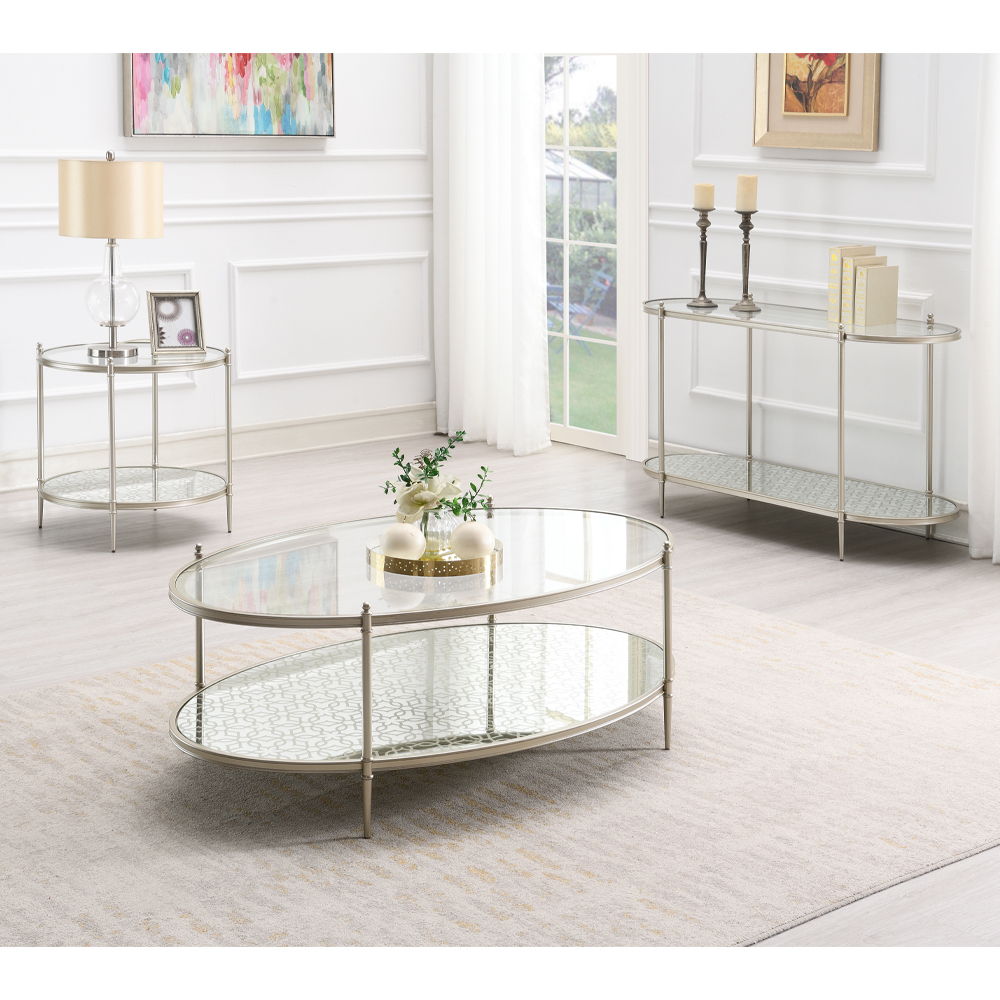 Zaba - End Table - Glass Top & Champagne