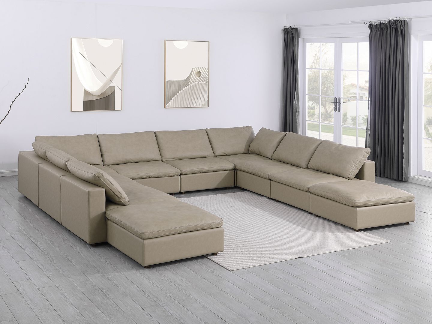 1100 - 10-Piece U-Shaped Sectional With Chaise In Top-Grain Italian Leather