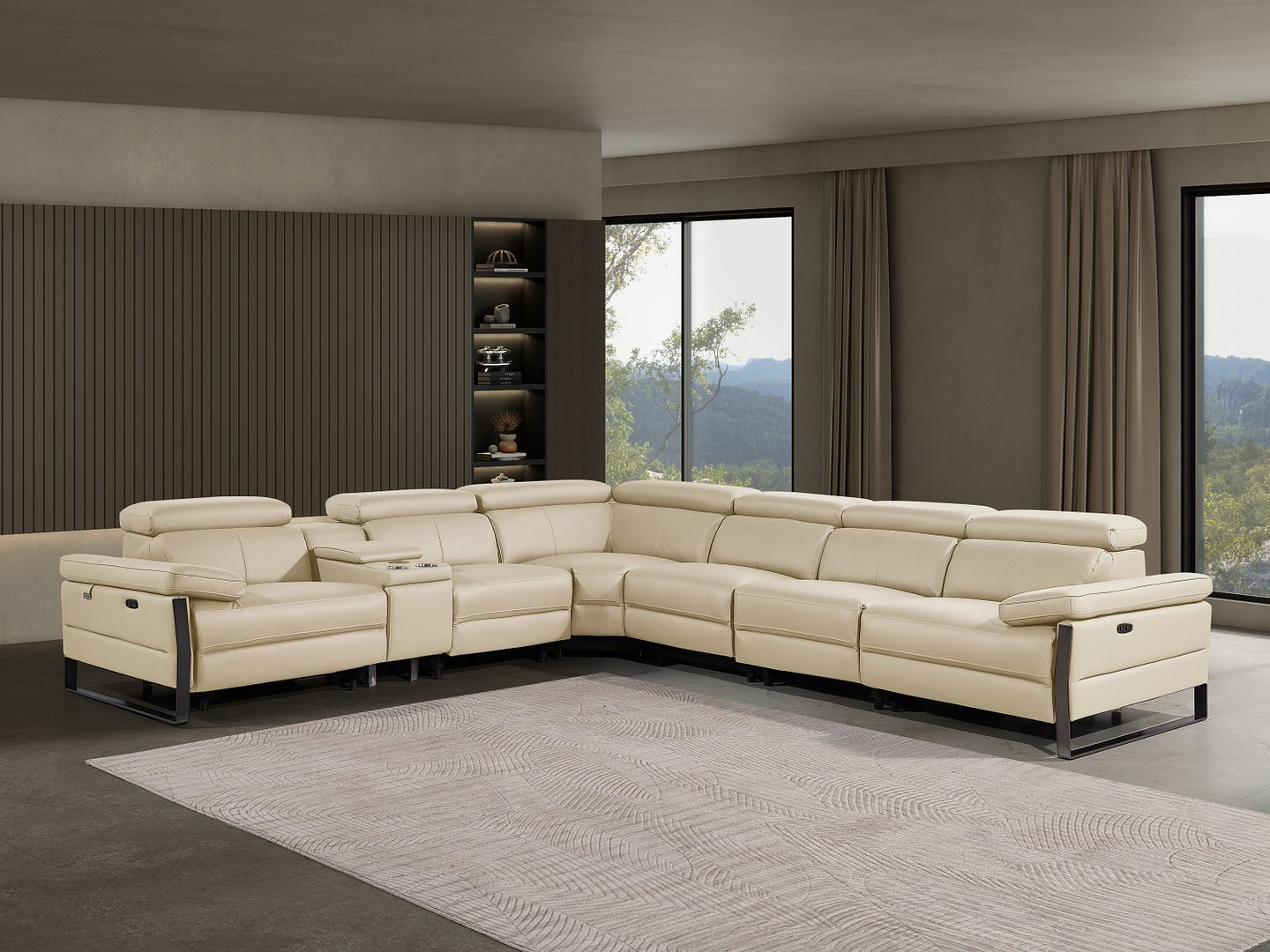 1246 - 7-Piece L-Shaped Modular Power Reclining Sectional With 3 Power Recliners And Power Headrests