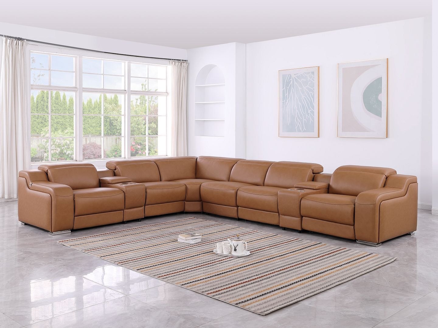 1116 - 8-Piece L-Shaped Sectional Sofa In With 4 Power Recliners & Power Headrests