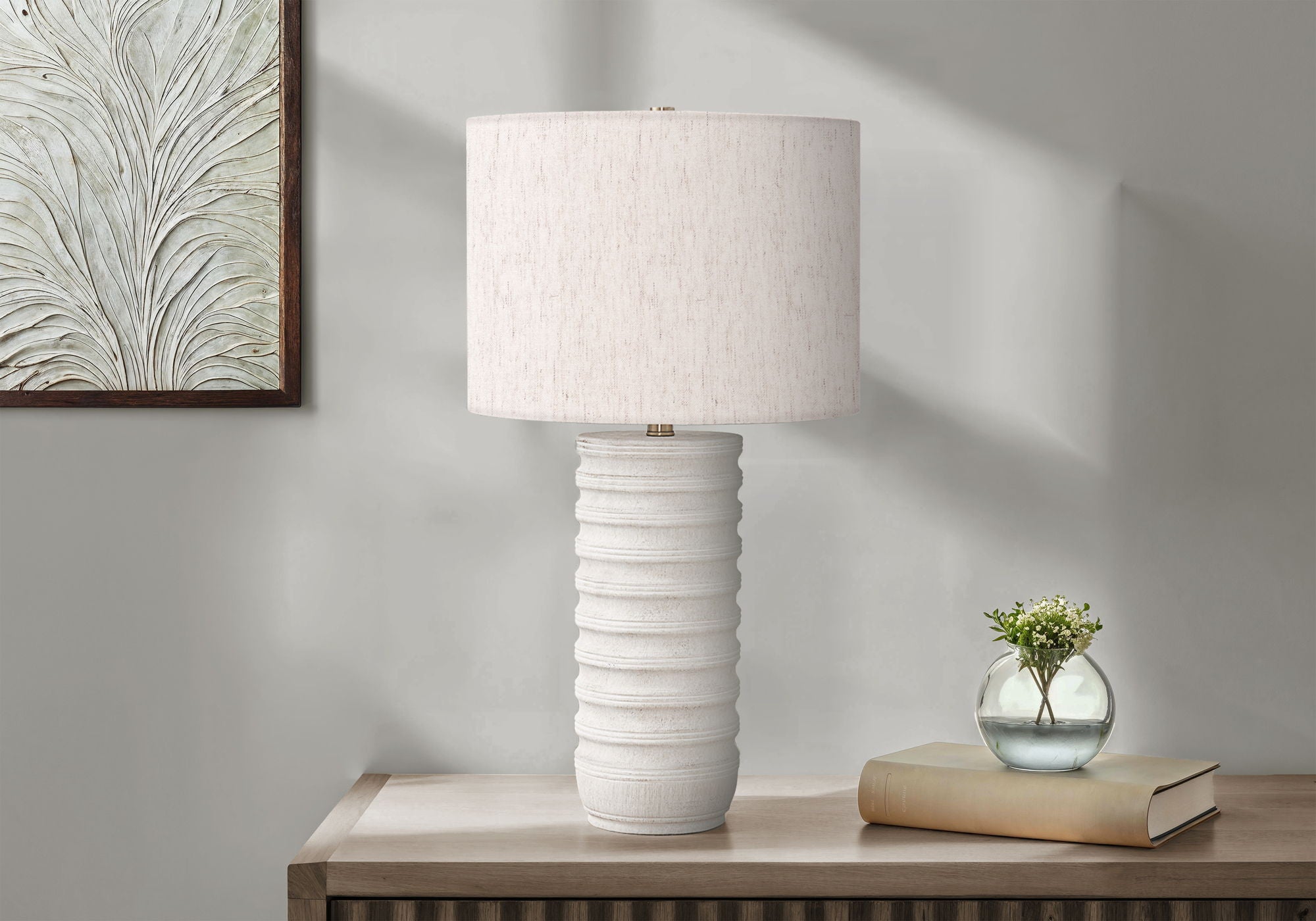 Table Lamp, Lighting, Resin, Transitional - Cream