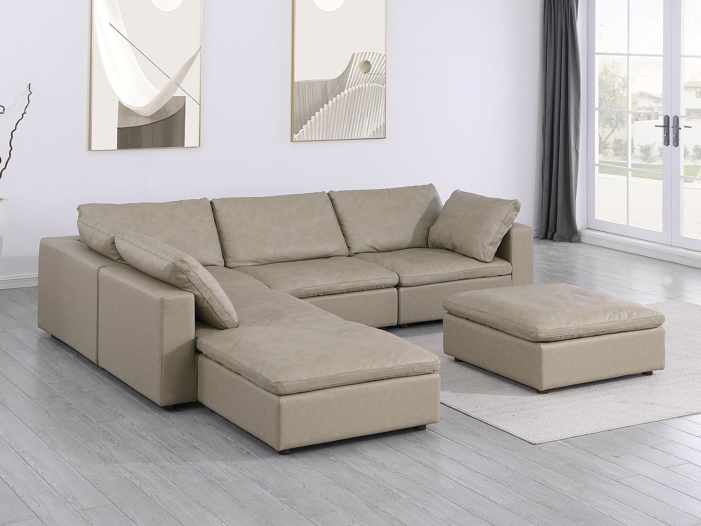 1100 - 6-Piece Left Arm Facing 3-Seat Sectional (Top-Grain Italian Leather)