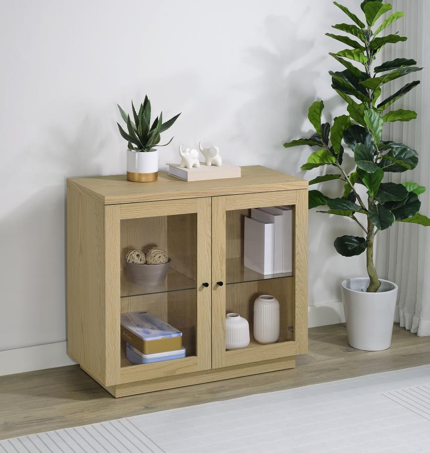 Tilbury - 2-Door Glass Front Accent Display Cabinet - Light Oak