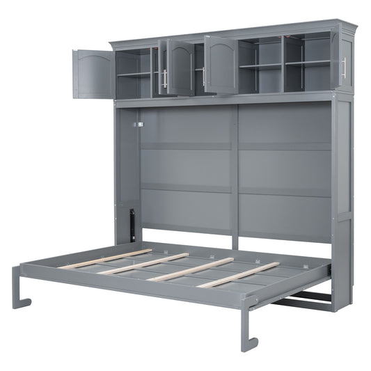 Murphy Modern Bed With Top Cabinets For Space Saving And Comfort