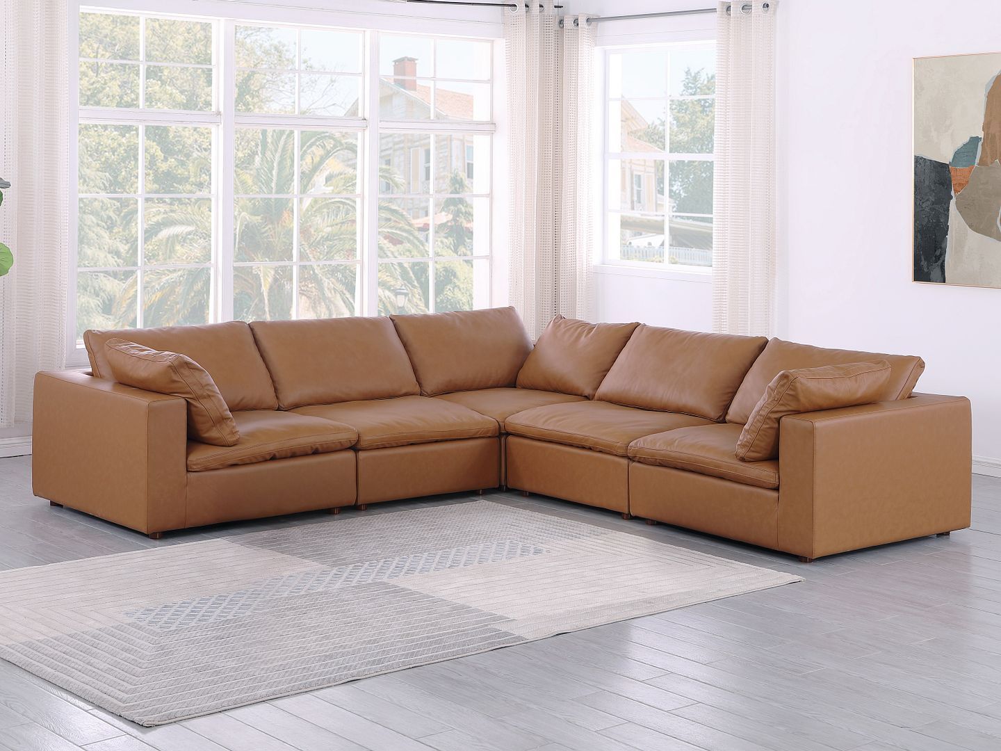1100 - 5-Piece L-Shaped Sectional (Top-Grain Italian Leather)