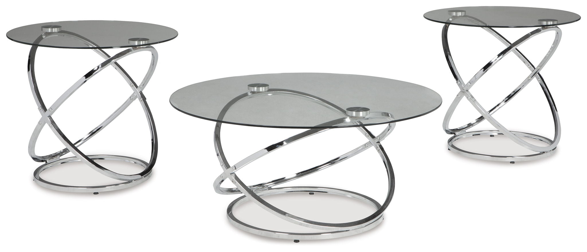 Hollynyx - Occasional Table Set (Set of 3) - Chrome Finish