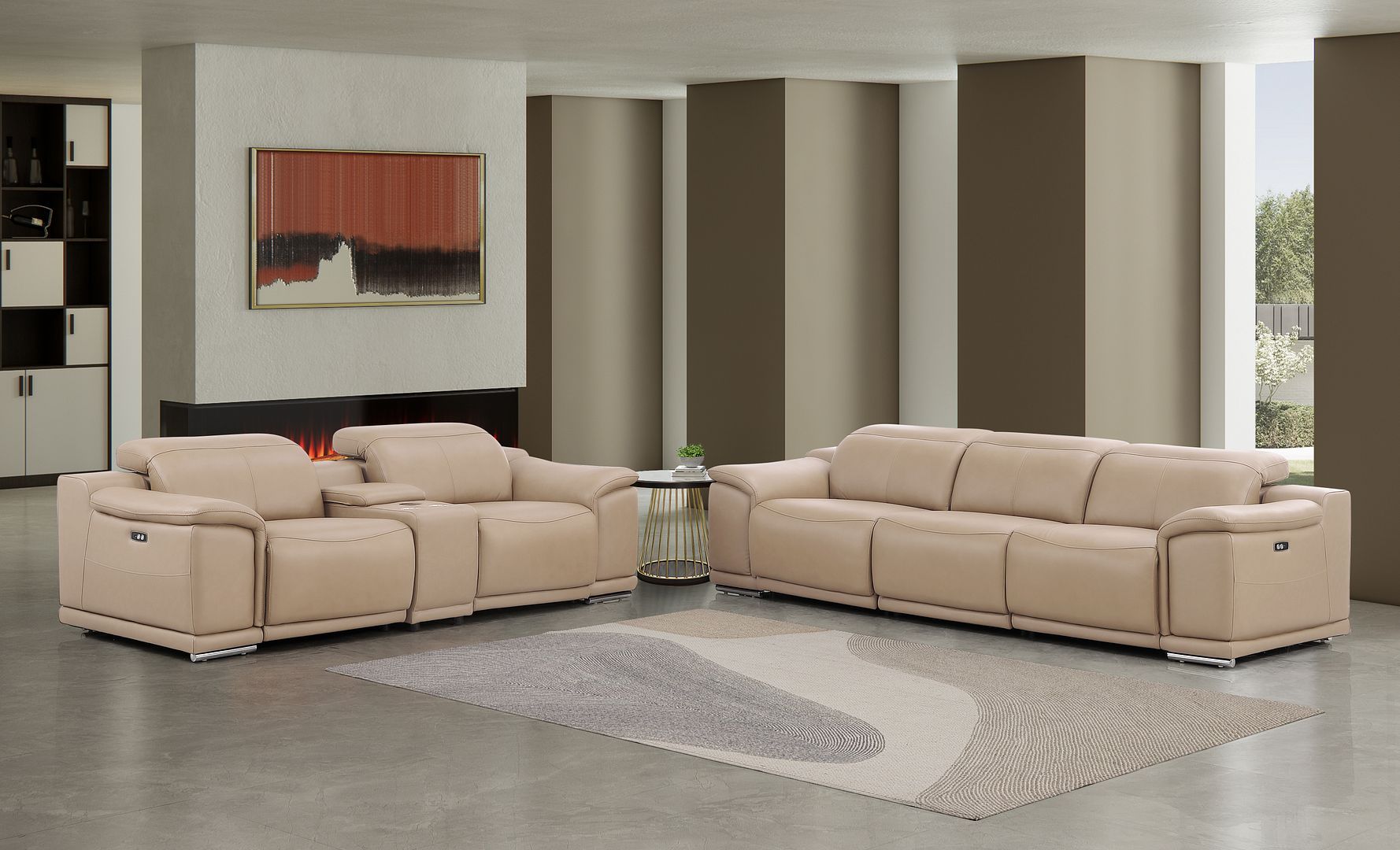 2679 - Genuine Leather Reclining Set (Sofa And Loveseat With 5 Power Recliners)
