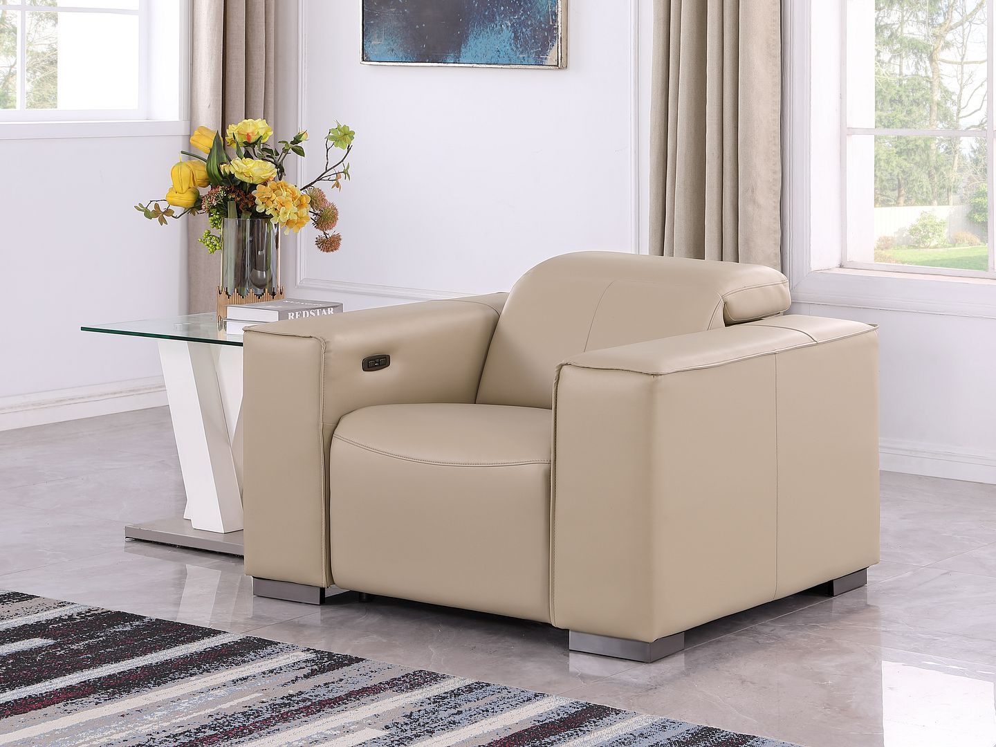 1208 - Leather Power Reclining Chair With Power Headrest