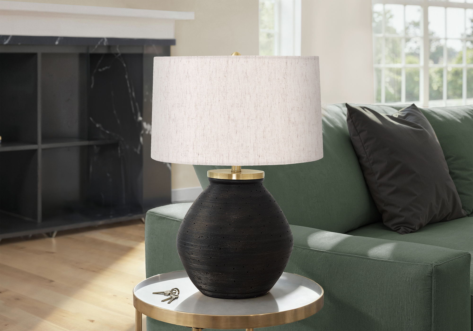Lighting, Table Lamp, Concrete, Contemporary - Black / Cream