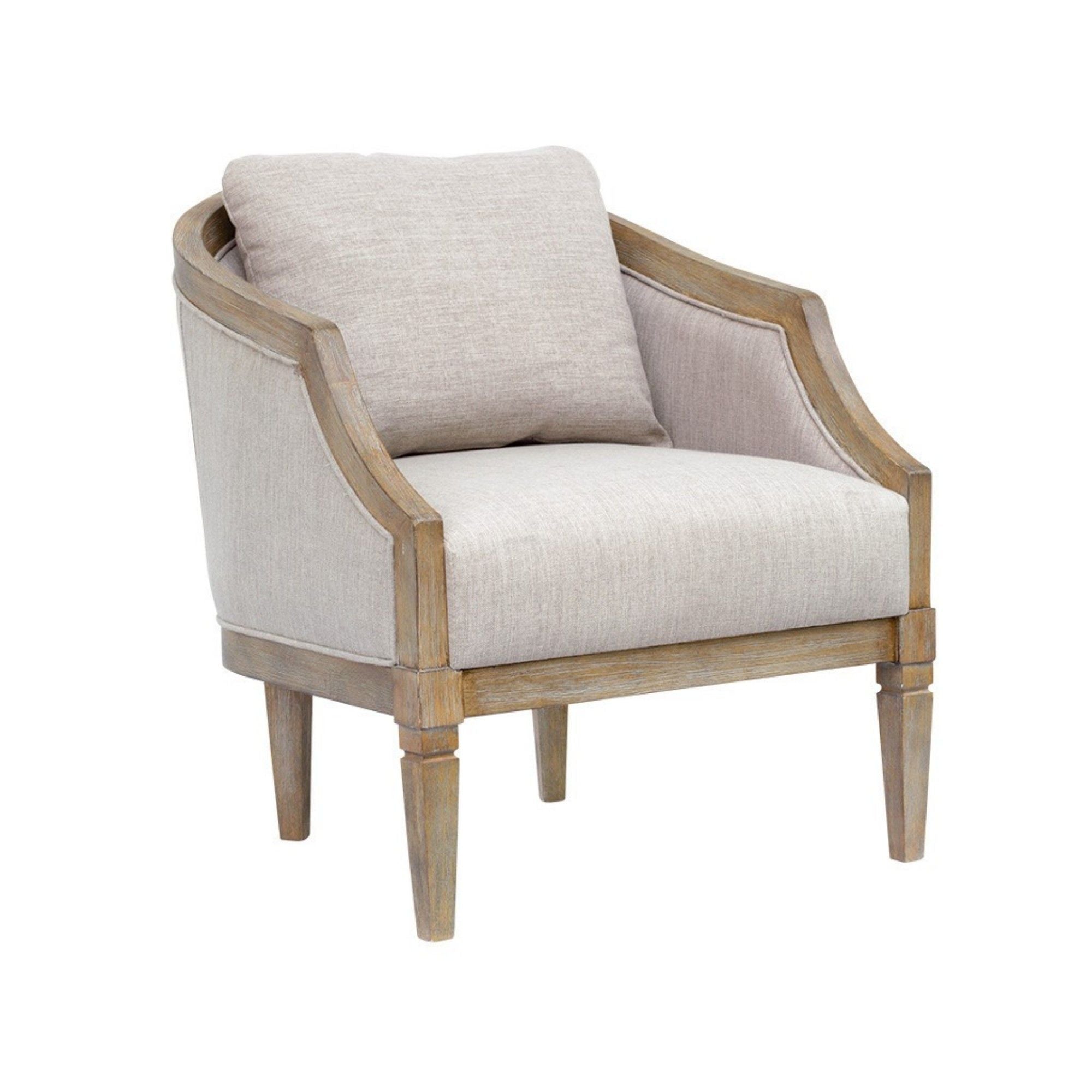 Classic Chair With Solid Wood Frame And Jacquard Upholstery - Beige