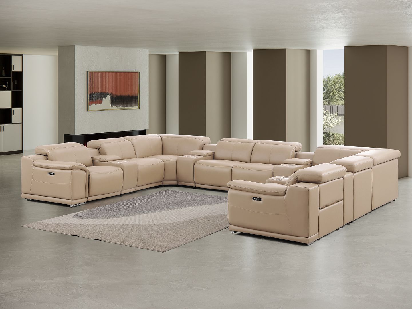 2679 - 12-Piece U-Shaped Power Reclining Sectional In Genuine Leather (4 Recliners)
