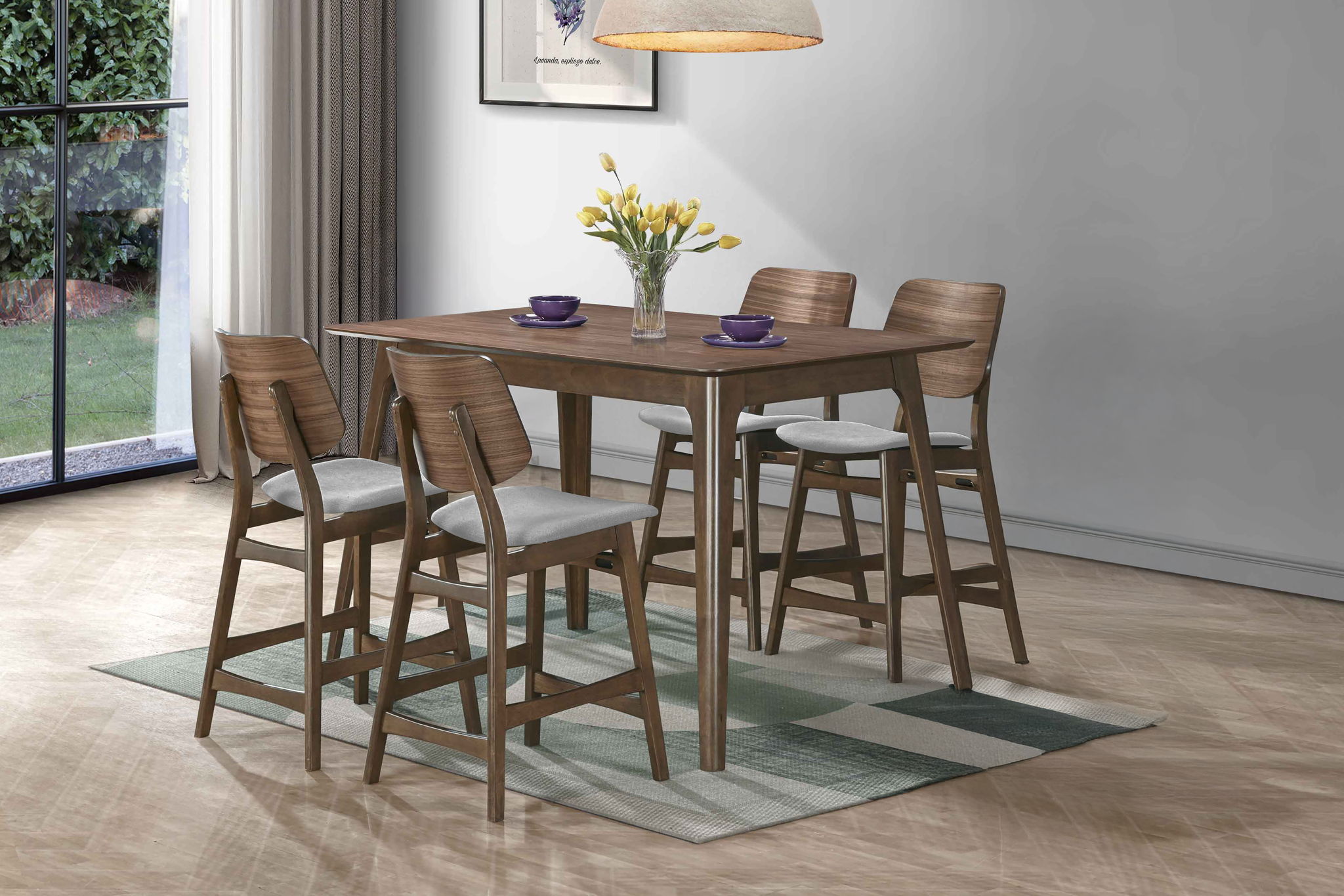 Oscar - Counter Table Set - Walnut