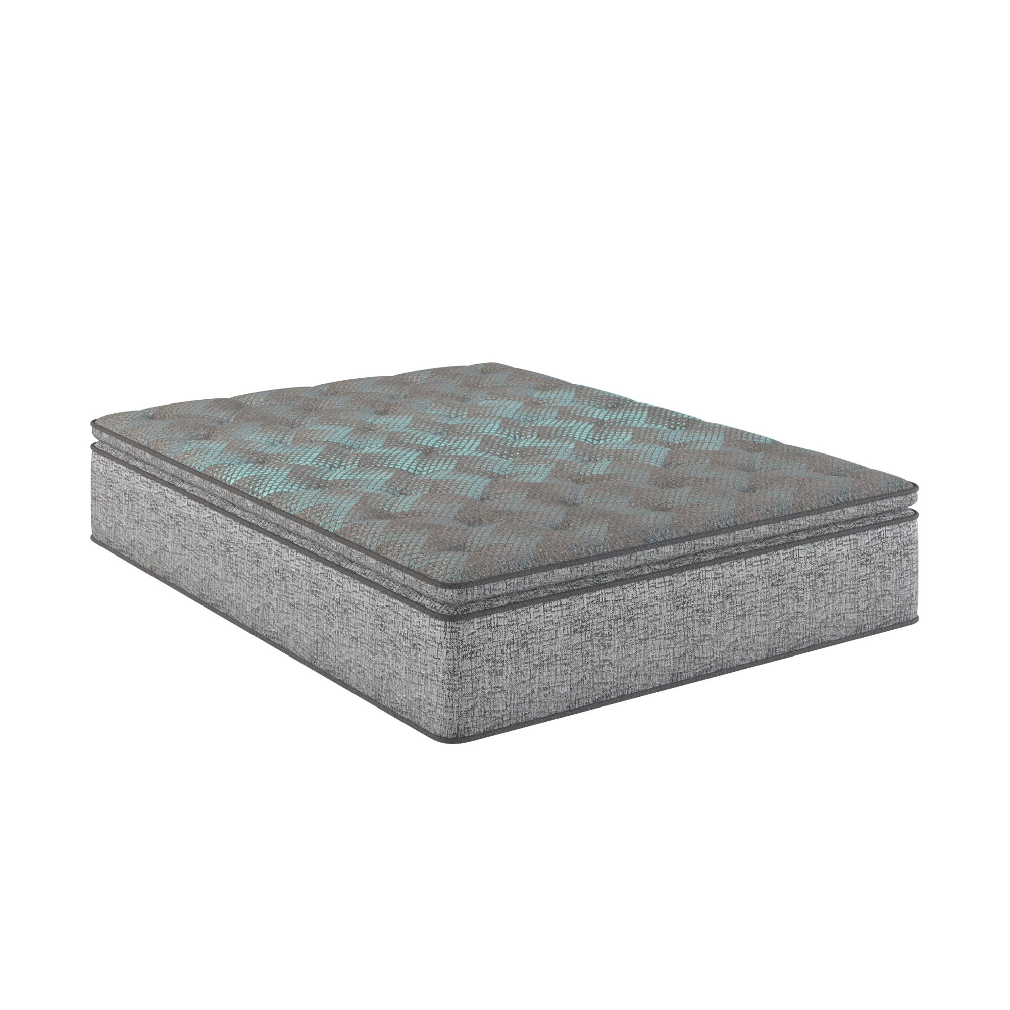 Comfort Care - 10" Twin Extra Long, Hybrid Euro Top Mattress Plush Comfort - Gray / Blue