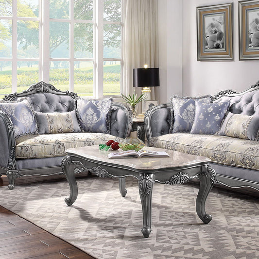Ariadne - Coffee Table - Marble Top & Platinum