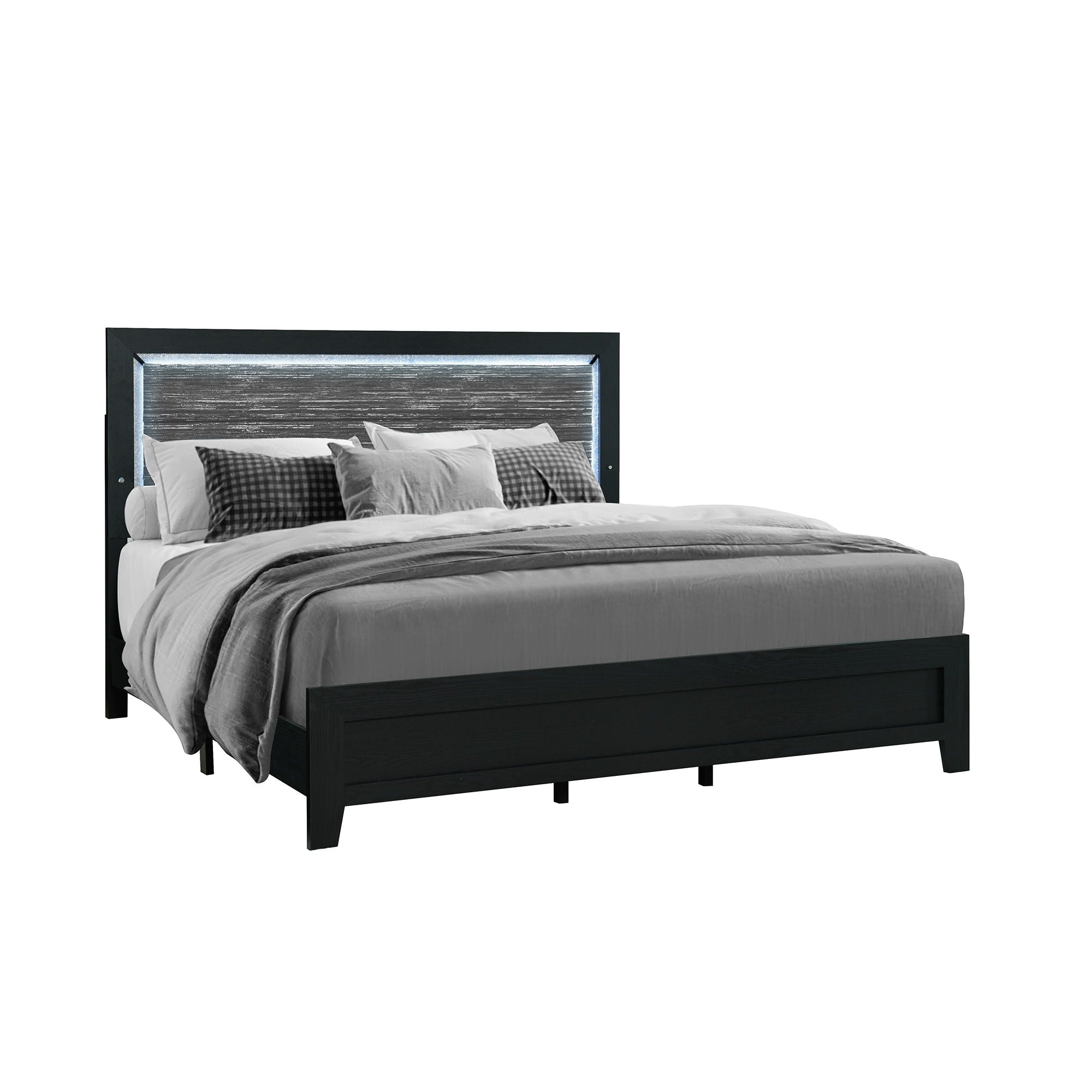 Carlos - 5 Pieces Queen Bedroom Set, Modern Design - Black