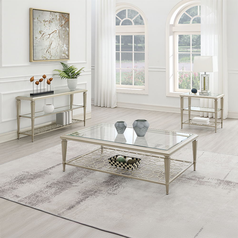 Zaba - End Table - Glass Top & Silver