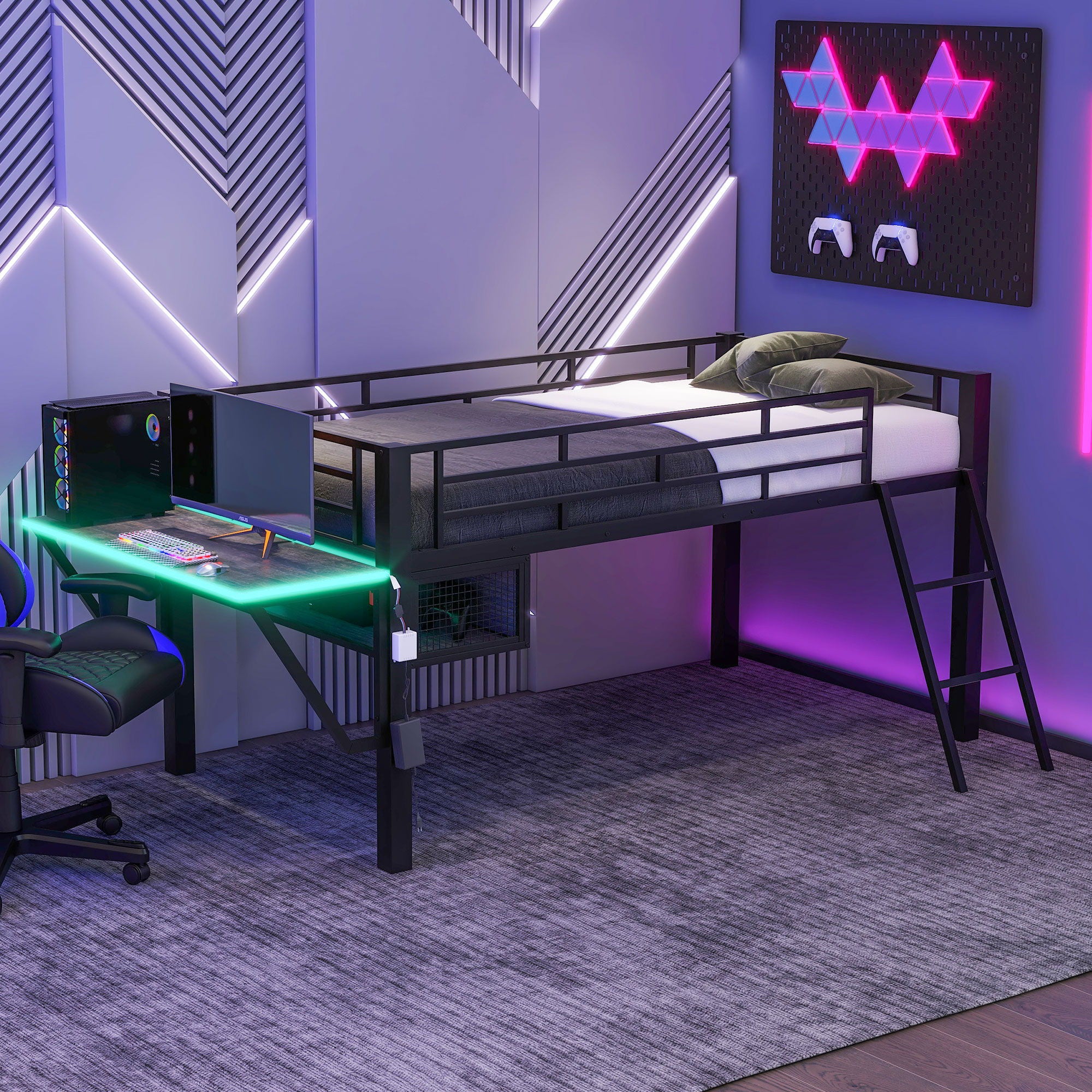 DREAMLAND Gaming Mid Loft Bed - Thumbnail 4