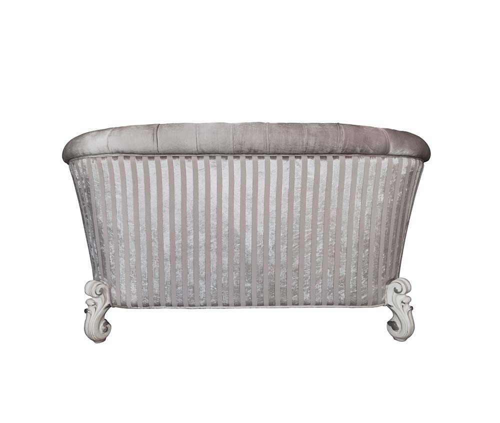 Versailles - Loveseat With 5 Pillows - Ivory Fabric & Bone White