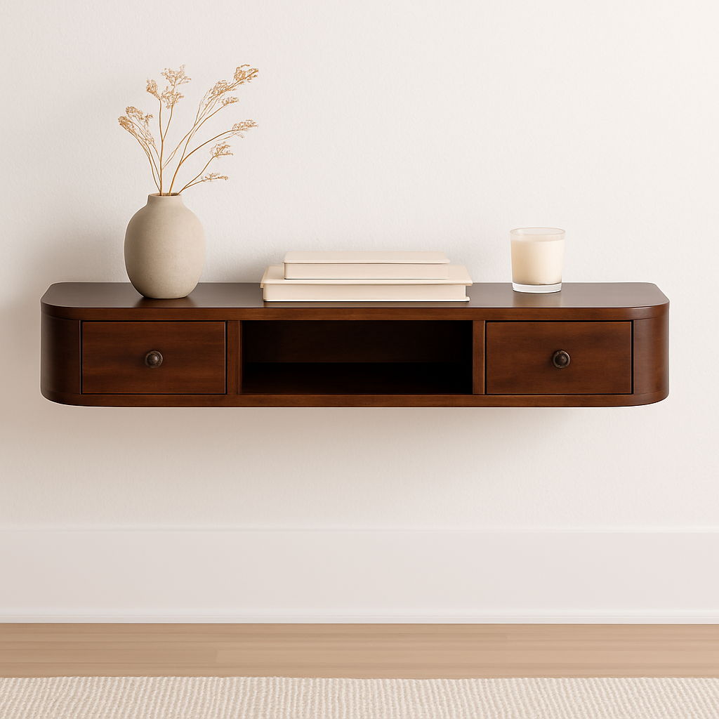 Lunar - 2 Drawer Floating Console - Chestnut