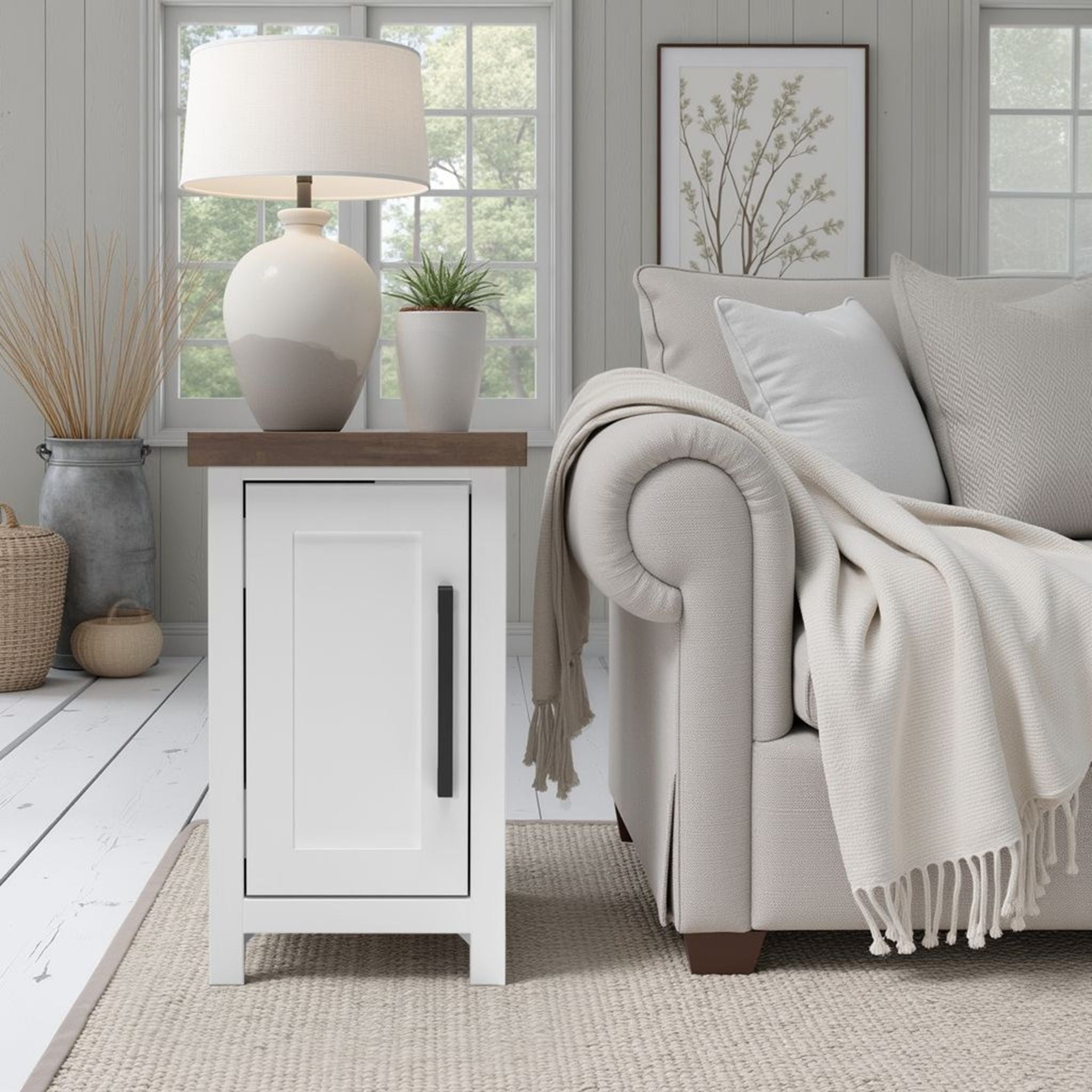 Hampton - Chairside Table - Jasmine Whitewash / Barnwood