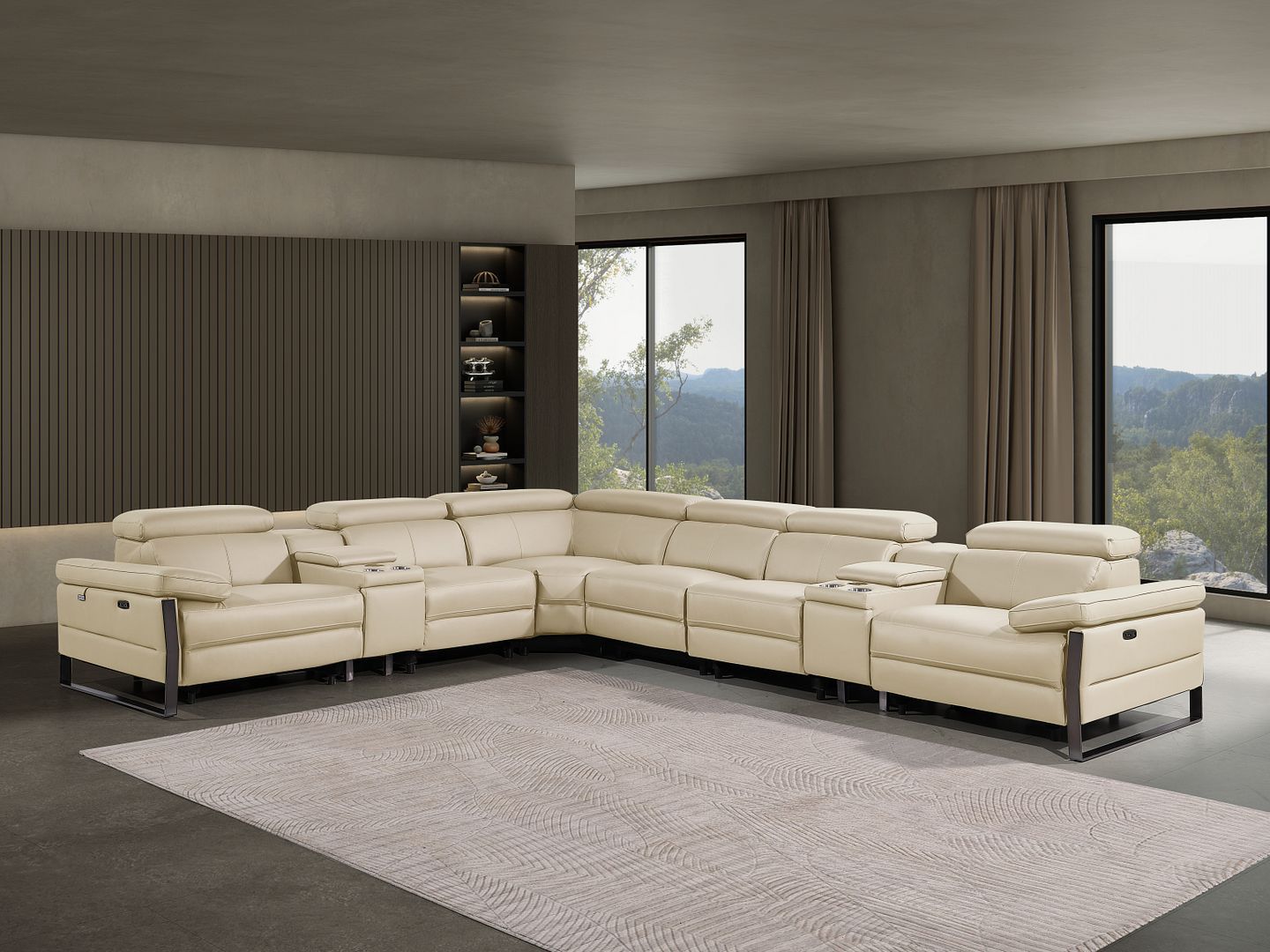 1246 - 8-Piece L-Shaped Modular Power Reclining Sectional With 3 Power Recliners And Power Headrests
