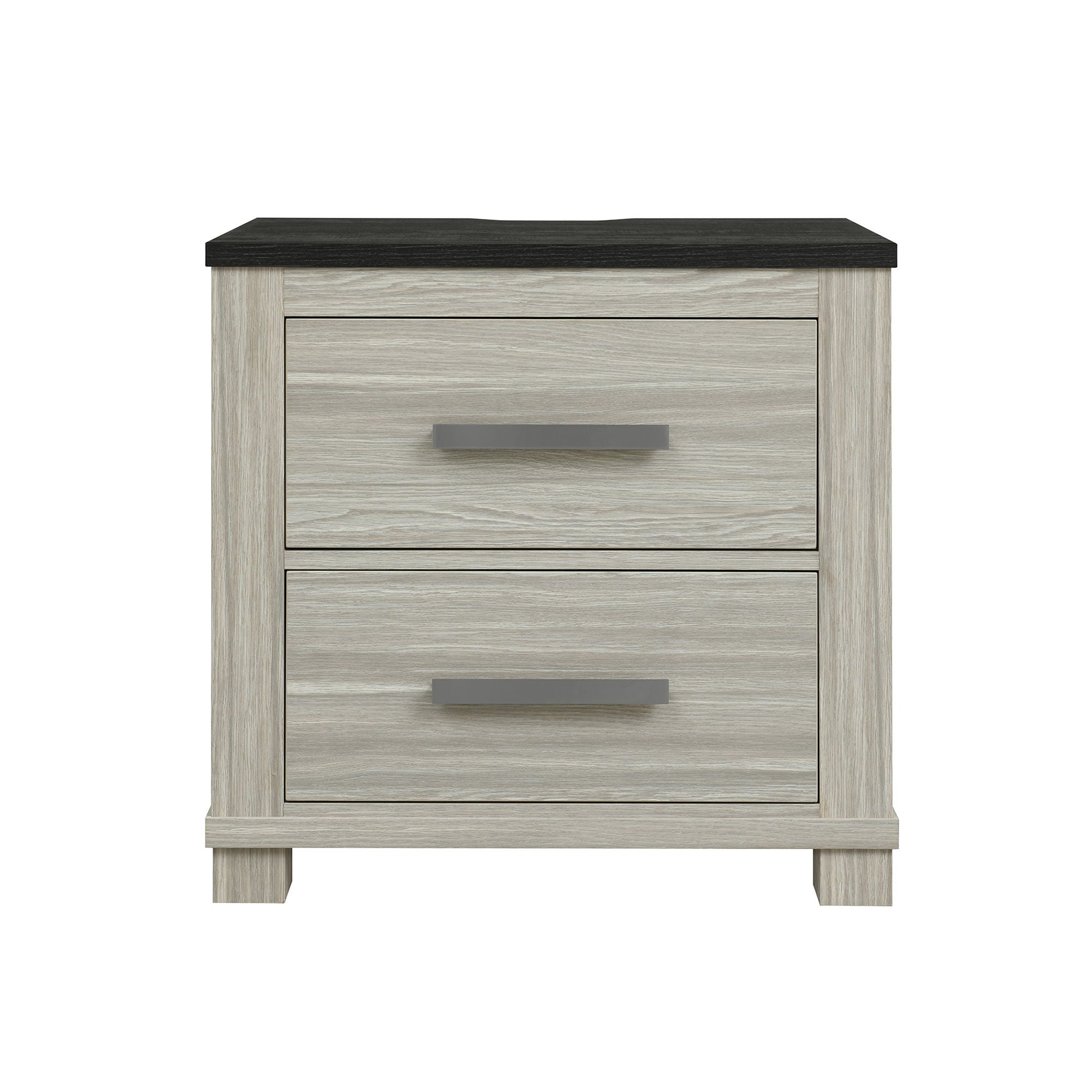 Augusta - Nightstand With Top, 2 Drawers, Block Feet - Beige Brown