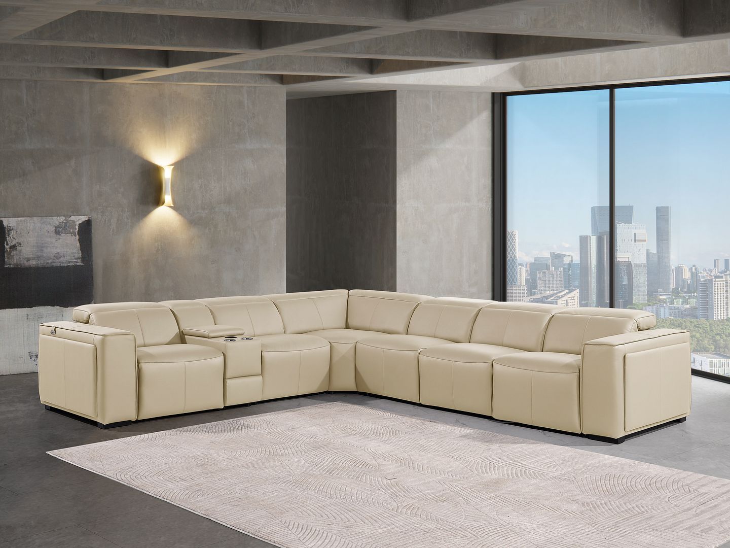 1224 - 7-Piece L-Shaped Sectional Sofa In With 3 Power Recliners & Power Headrests