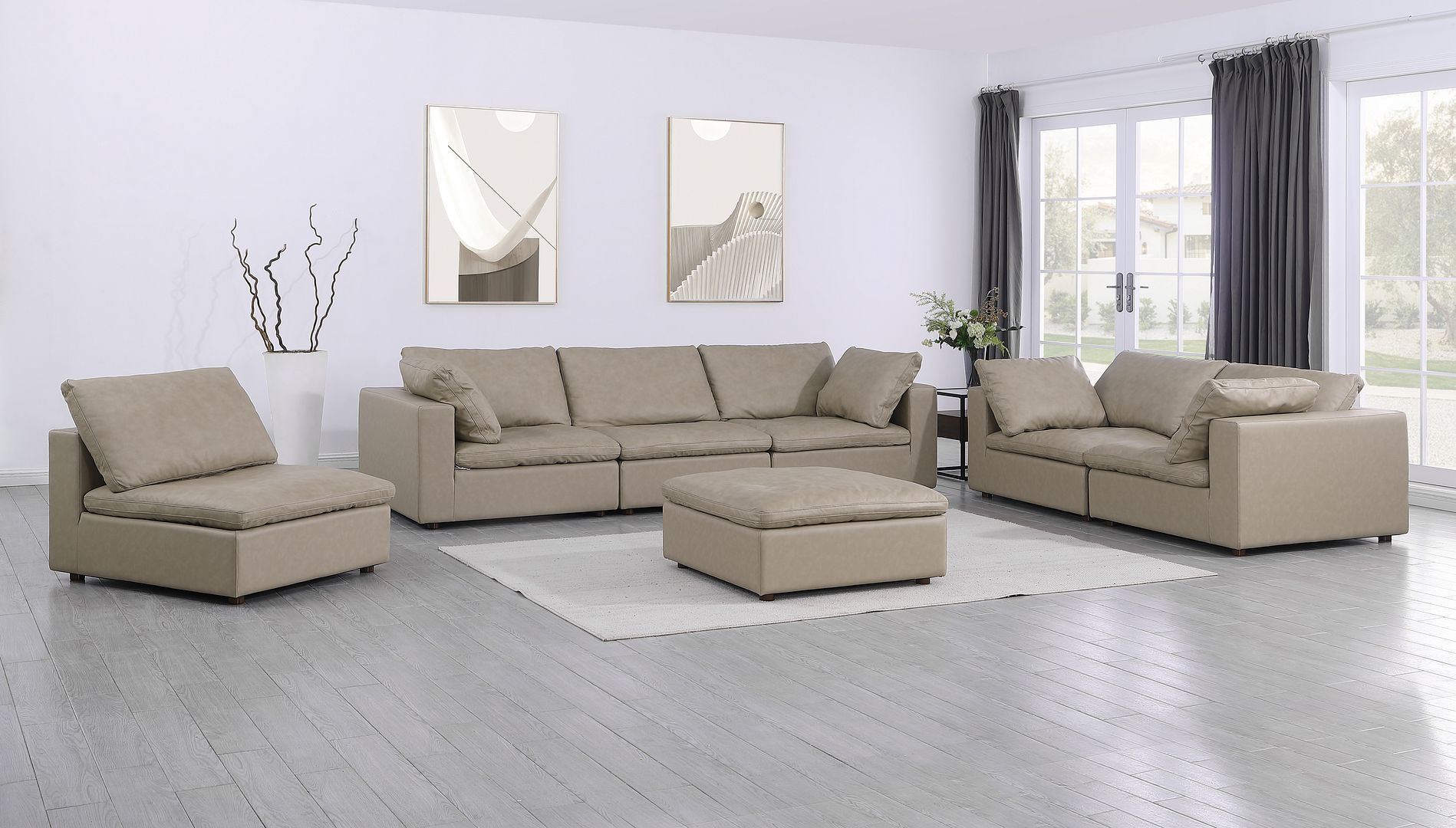 1100 - 3-Piece Sofa Set With Ottoman (Top-Grain Italian Leather)