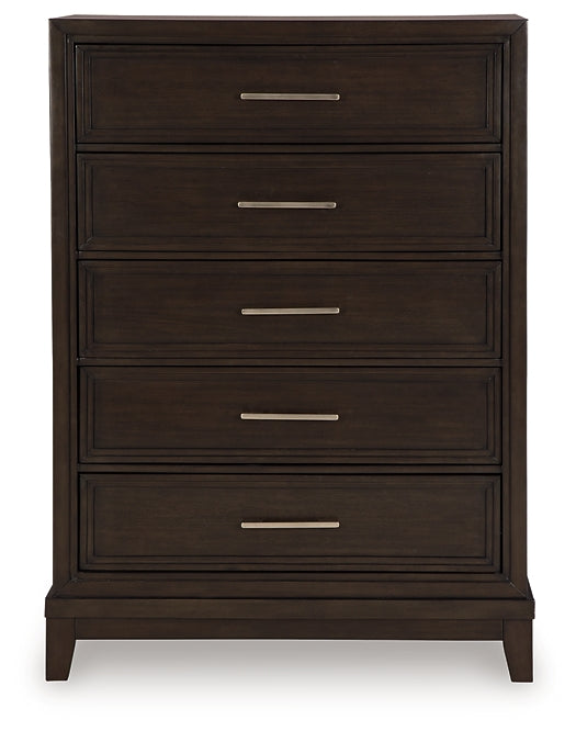 Neymorton California King Upholstered Panel Bed with Mirrored Dresser, Chest and 2 Nightstands