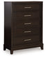 Neymorton Queen Upholstered Panel Bed with Mirrored Dresser, Chest and Nightstand