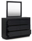 Londer King Panel Bed with Mirrored Dresser and Nightstand