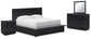 Londer King Panel Bed with Mirrored Dresser and Nightstand
