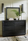 Londer King Panel Bed with Mirrored Dresser