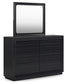 Londer King Panel Bed with Mirrored Dresser, Chest and Nightstand