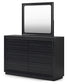 Londer King Panel Bed with Mirrored Dresser, Chest and Nightstand