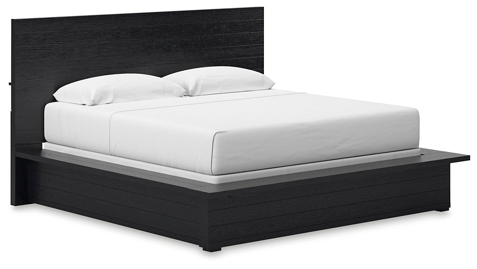 Londer King Panel Bed with Mirrored Dresser, Chest and 2 Nightstands