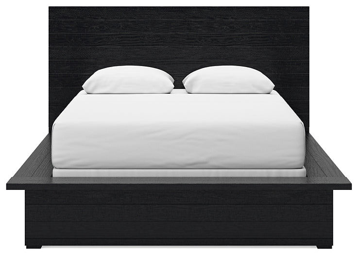 Londer Queen Panel Bed with Mirrored Dresser and Nightstand