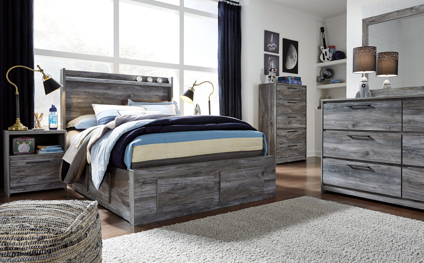 Baystorm Queen Panel Bed with 6 Storage Drawers