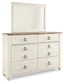 Willowton Queen/Full Panel Headboard with Mirrored Dresser, Chest and 2 Nightstands