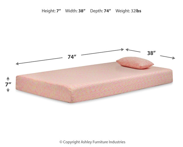 Ashley Express - Ikidz Pink  Mattress And Pillow 2/Cn